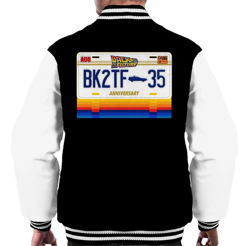 Back to the Future 35th Anniversary License Plate Design Men's Varsity Jacket