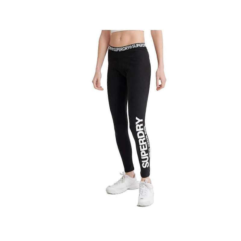 Women's Superdry Elastic Logo Leggings Black