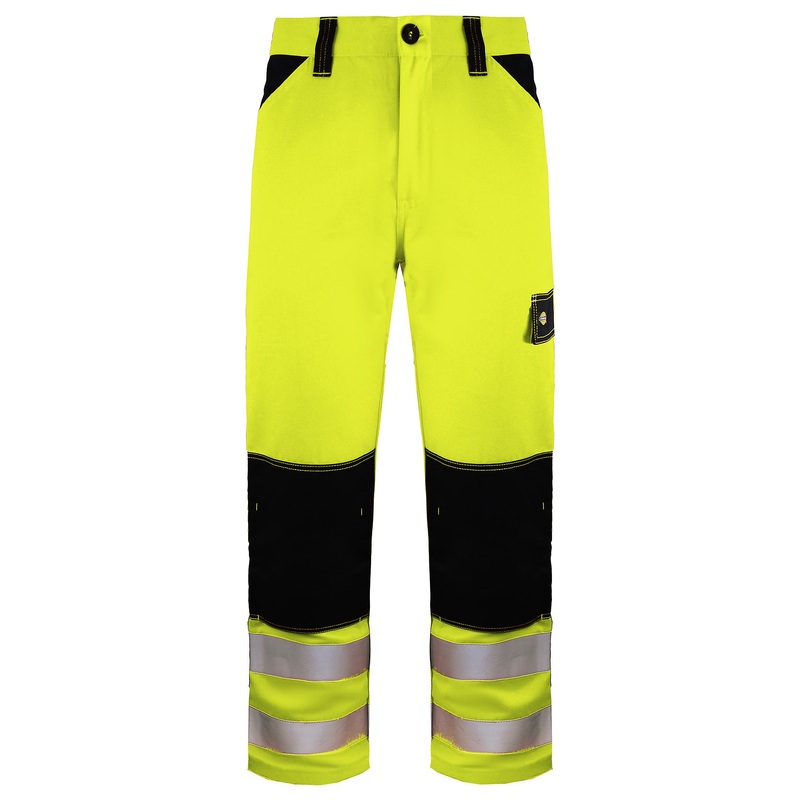 Dickies Everyday Work Wear Hi-Vis Trousers Yellow Navy Mens Bottoms SA24 7R