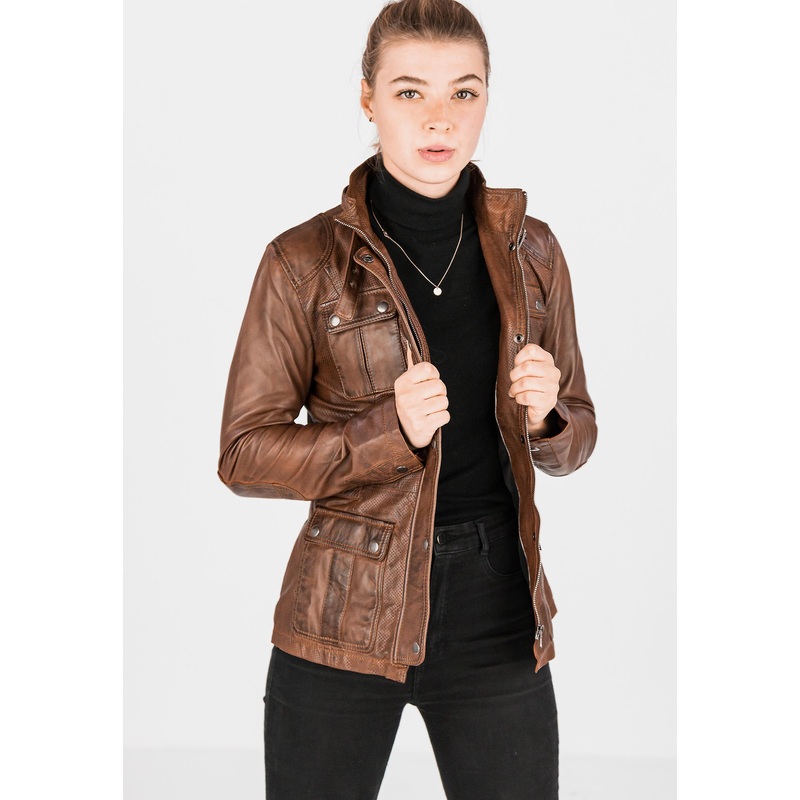 Women's leather jacket Daria with perforation