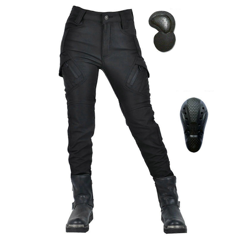 Women's Slim Fit Motorcycle Jeans with Knee and Hip Protectors 4XL