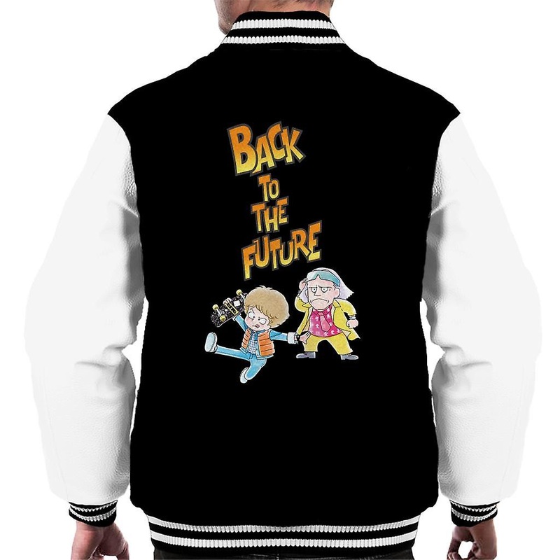 Back To The Future Marty And Doc Chibi Men's Varsity Jacket