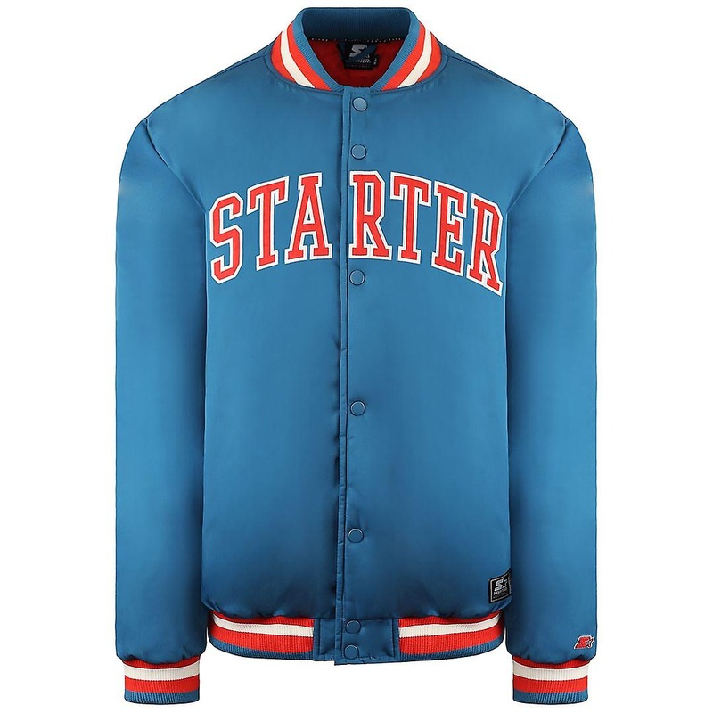 Starter Winfred Long Sleeve Press Stud Mens Teal Bomber Jacket CAS01018 518