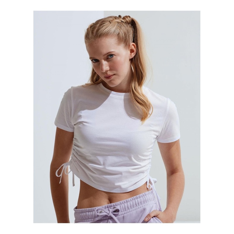 TriDri Womens ruched gym crop top TR069