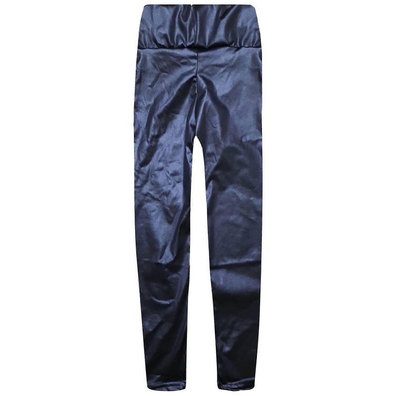 Girls Wet Look High Waist Leggings