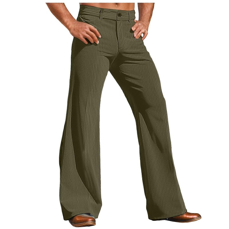 Men's pants, elastic waist, elephant foot, jogging, casual, wideleg, green, L