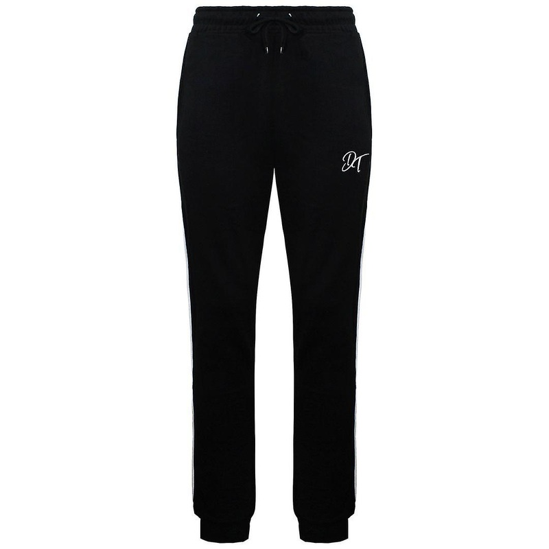 Devote London Stretch Waist Small Print Logo Black/White Mens Track Pants