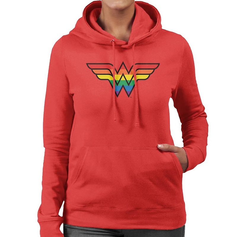 Wonder Woman Rainbow Logo Women's Hooded Sweatshirt