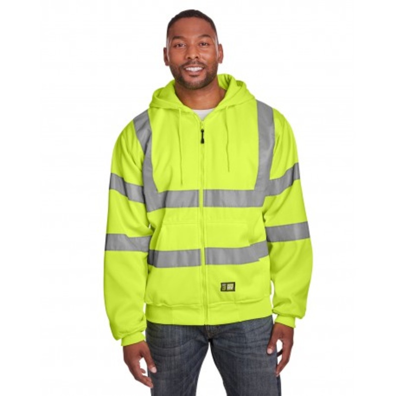 Berne HVF021 Men's Berne Hi-Vis Class 3 Lined Full-Zip Hooded Sweatshirt | Berne Apparel HVF021