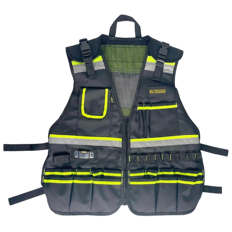 Work Vest for Men Reflective Vest Black Safety Vest for Men Tool Vest For Carpenters Electrician