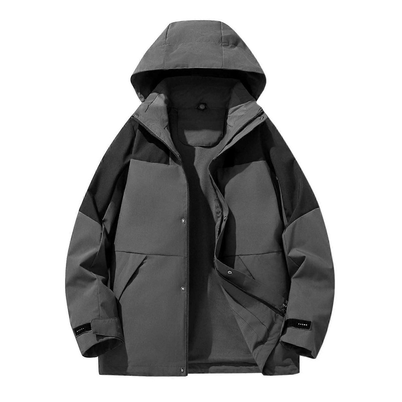 Women's Breathable Rain Parka Thin Long Wind Jacket Lined Raincoat Gray 5XL