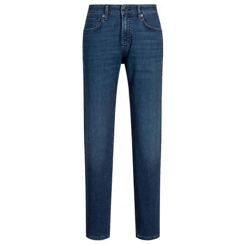 Men's Hugo Boss Casual Hugo Boss Men's Blue Regular Fit Maine Soft Motion Denim Jeans