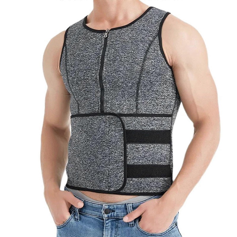Men's Sauna Vest Corset Waist Trainer Body Top Shapewear Slimming Vest for Belly Fat Loss Fitness Gym Workout Grey XXXL