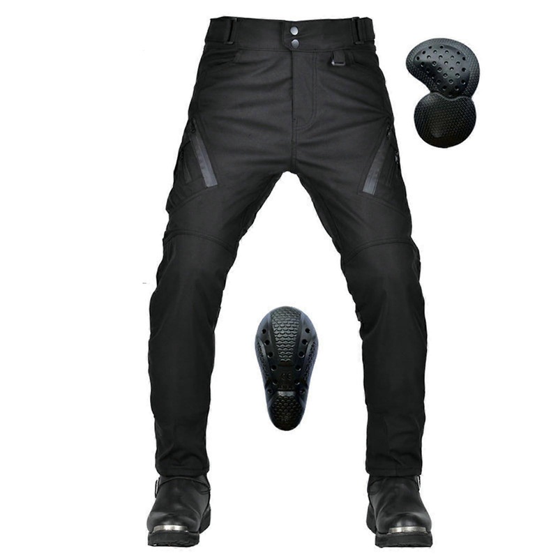 Men Slim Fit Motorcycle Jeans with Knee and Hip Protectors XXS Black