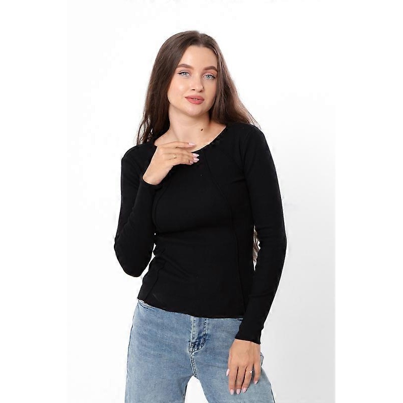 Women's Ribbed Long Sleeve Top  Stretch Fit & Stylish Neckline Detail, Any season,  HC 8387-019