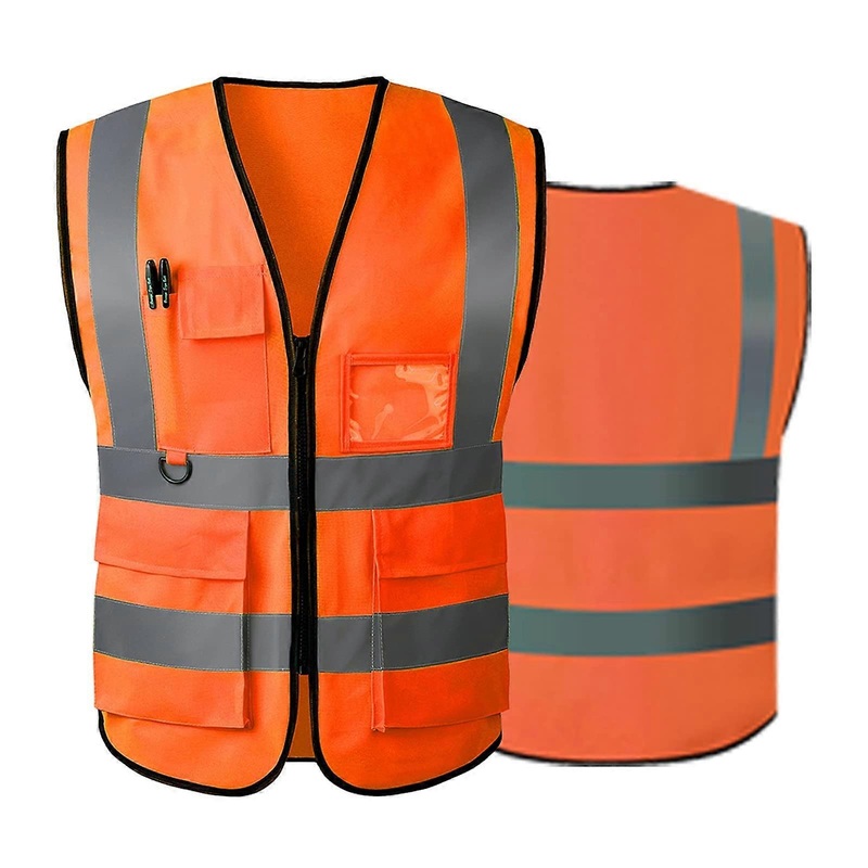 Mesh Vest for Men and Women,  Visibility Reflective Vest with Pockets, Zip Front, Meets ANSI/ISEA Standards, Orangecloth Ref: 6746