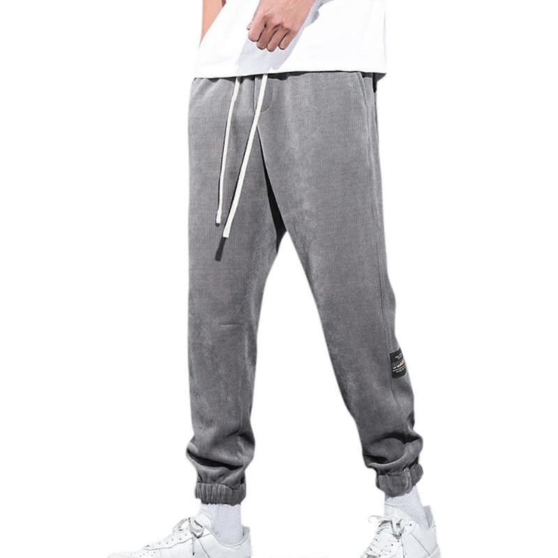 Men's Chino Trousers Plus Size Casual Cotton Jogging Bottoms Grey Zip Sports Cargo Trekking Pants A5 XL