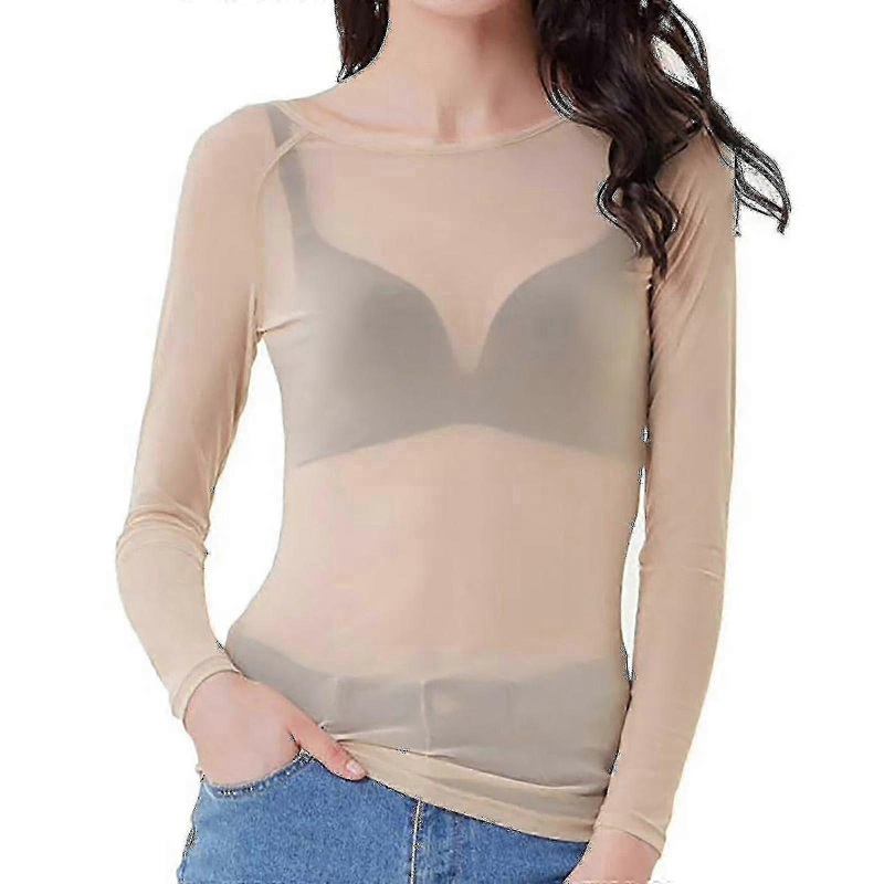 Women See-through Long Sleeve Seamless Arm Shaper Top - Anyou