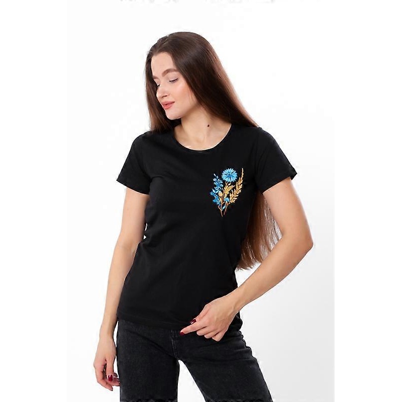 Womens Ukraine Print T-Shirt  Patriotic Style & Soft Cotton, Summer,  HC 8188-001-33-