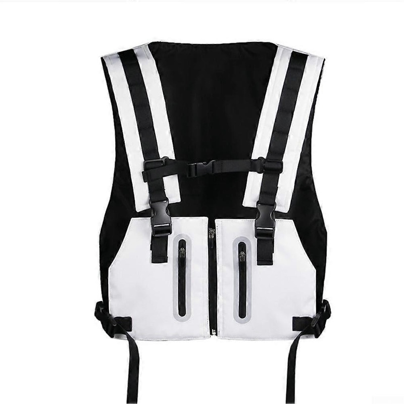 Reflective Chest Pack Vest for Men, Adjustable Weight Vest, Outdoor Running and Fitness, White