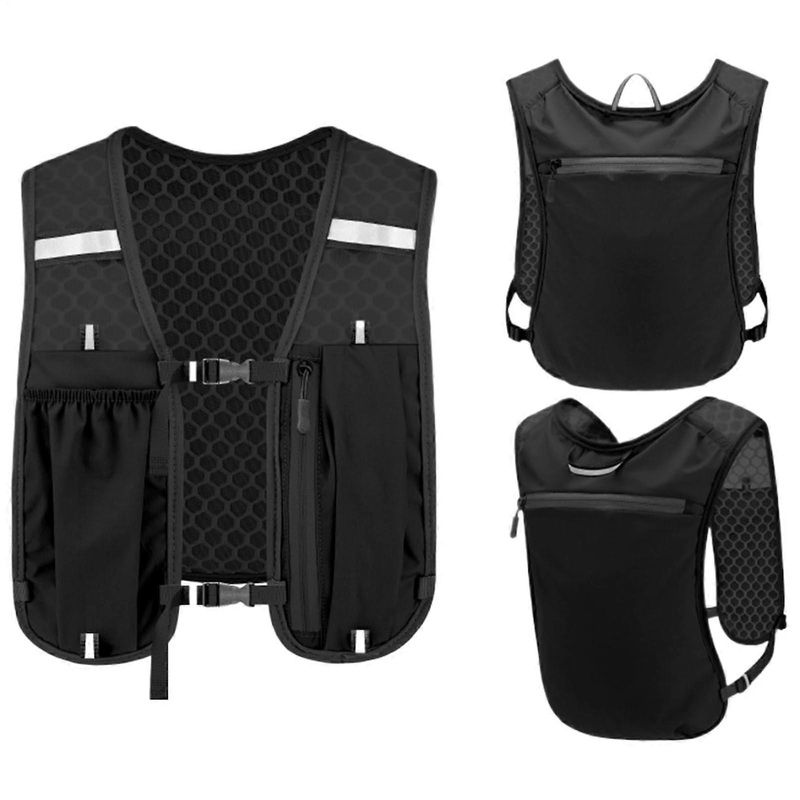 Running Hydration Vest for Women, Breathable Lightweight Black Vest with Multiple Pockets, Earphone Bag for Marathons and Cycling