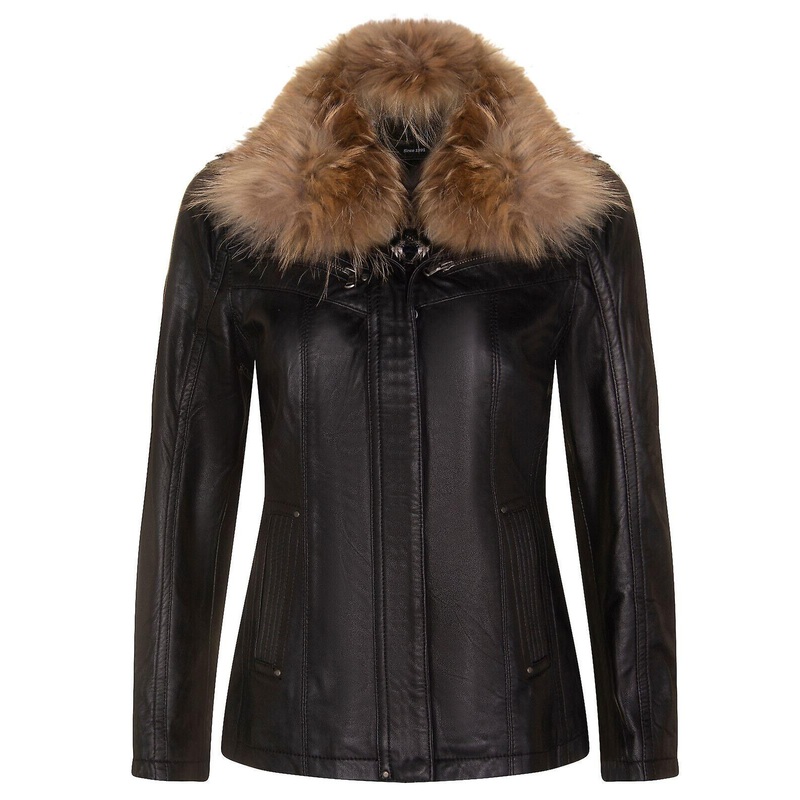 Women's Black Leather Parker Jacket