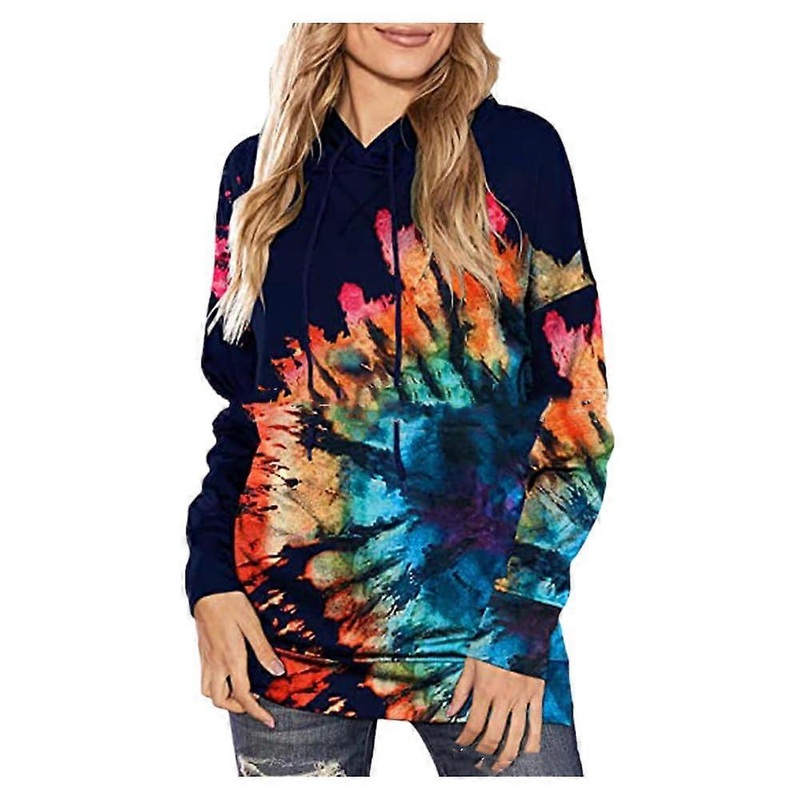 Women's Spring Autumn Butterfly Hooded Sweater Navy Blue S