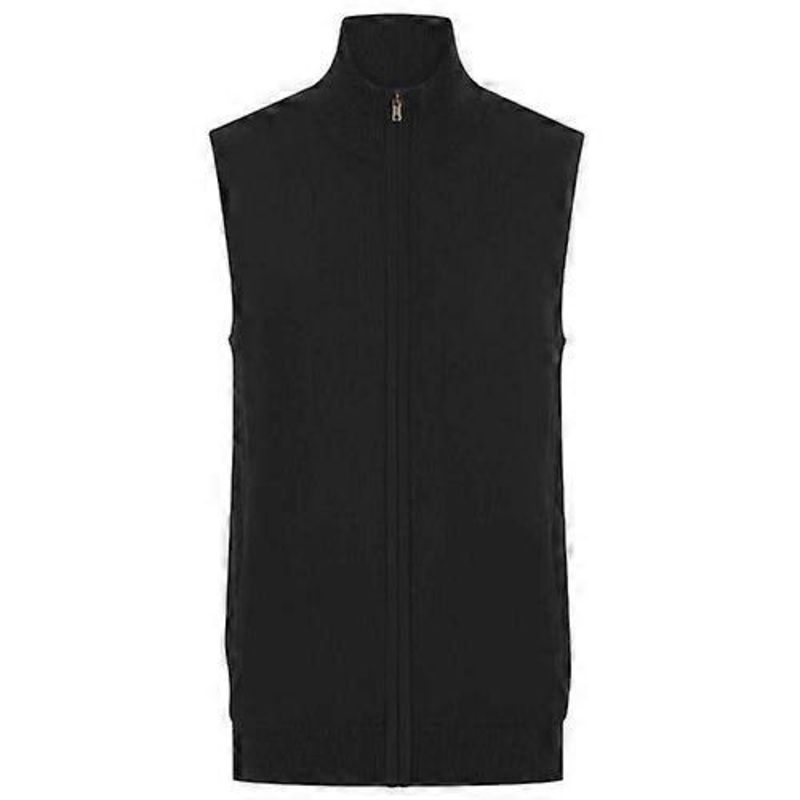 Henbury Mens Plain Full Zip Sleeveless Gilet