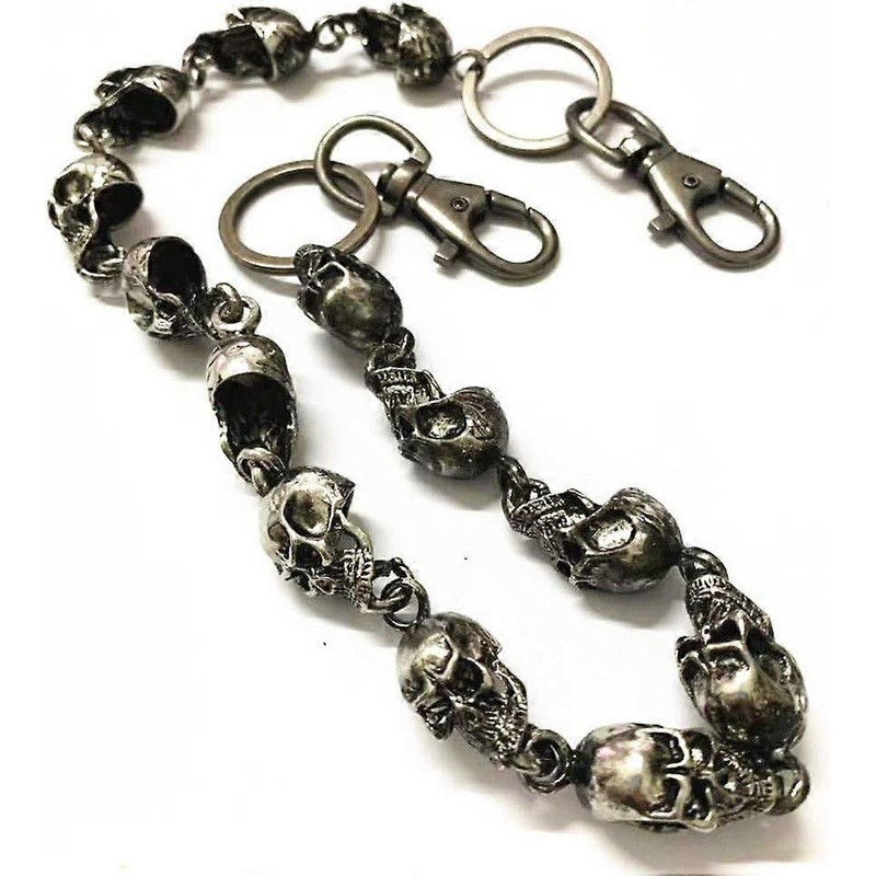 Men's Wallet Chain, Heavy Skull Design for Jeans and Pants, Punk Style, Durable Metal, 22 Inch Length