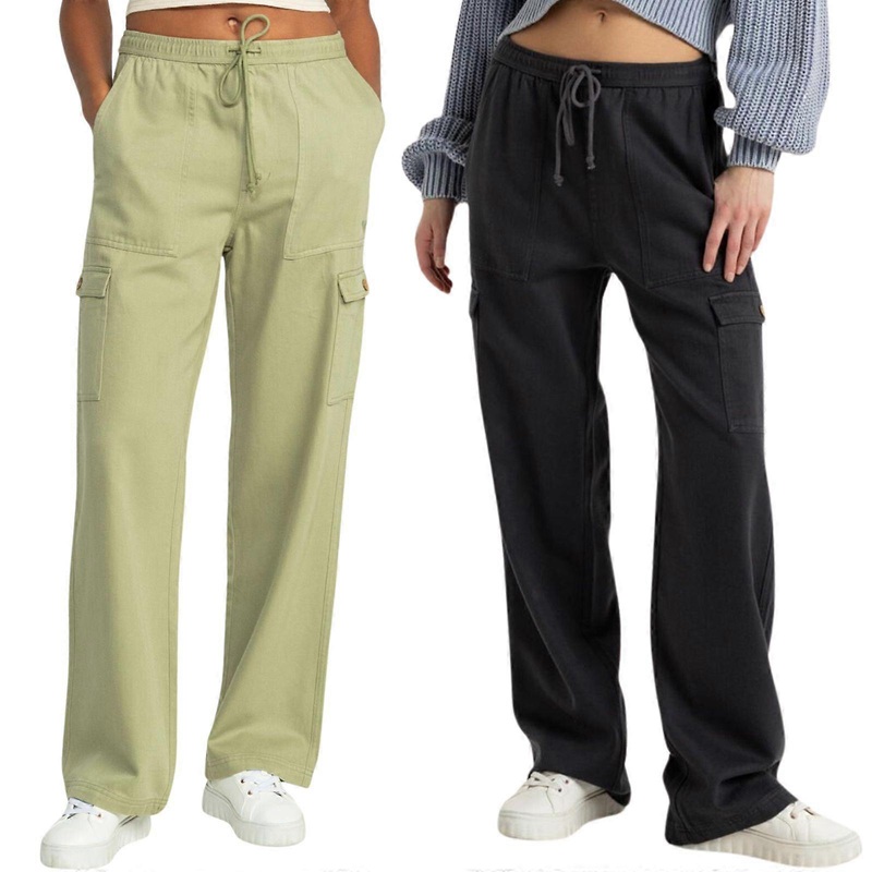 Roxy Womens Preious Cargo Pants Trousers Elasticated Waistband Straight Leg