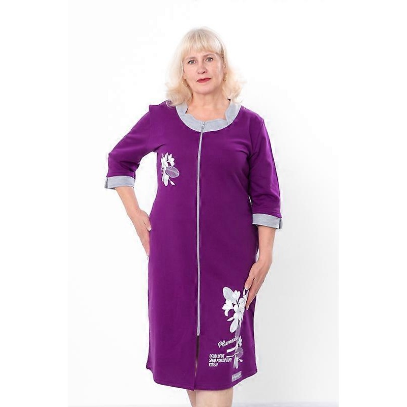 Womens Zip-Up Fleece Robe  Soft Fabric & Stylish Print,, Demi-season,  HC 8004-023-33