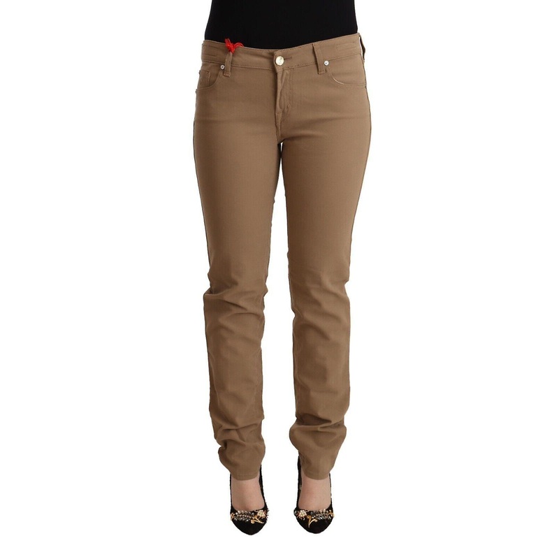 Jacob Cohen Women's Brown Cotton Stretch Mid Waist Skinny Pants