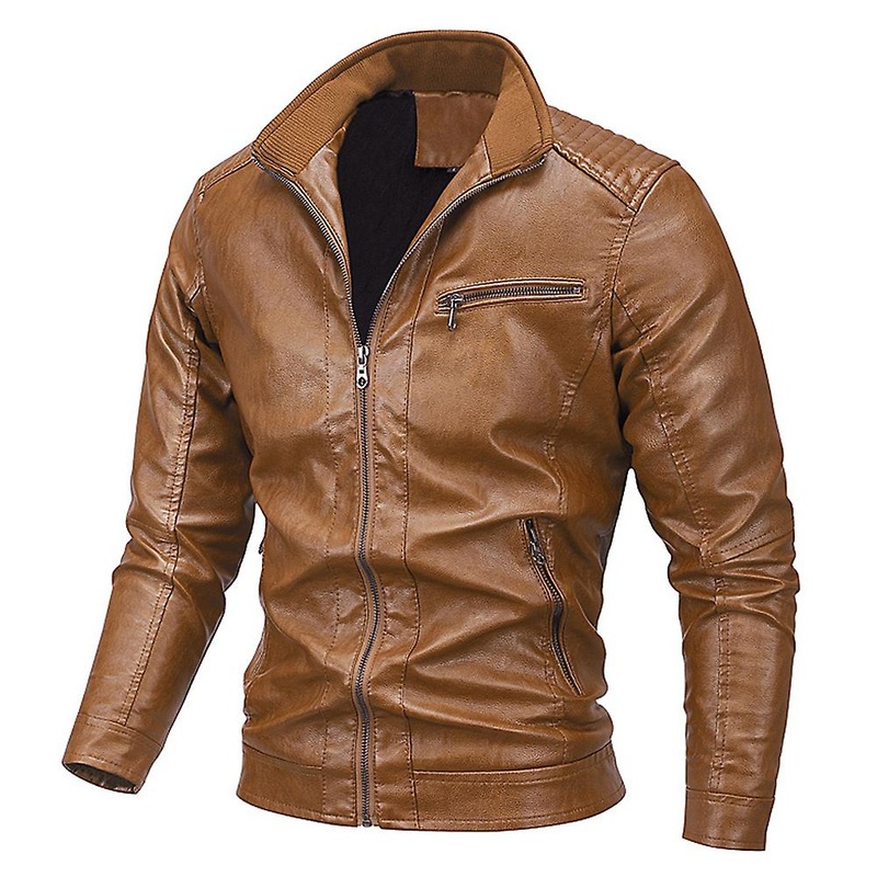 Cloudstyle Men's Classic Padded Pu Leather Jacket