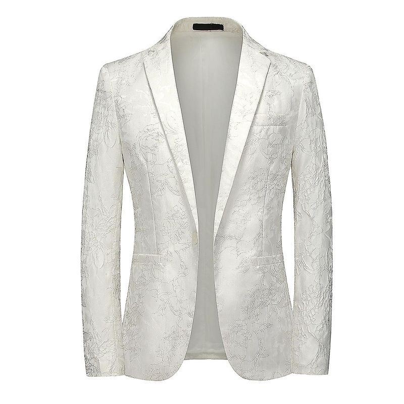 Cloudstyle Men's Casual Luxury Printed Solid Color Blazer For Wedding Or Party