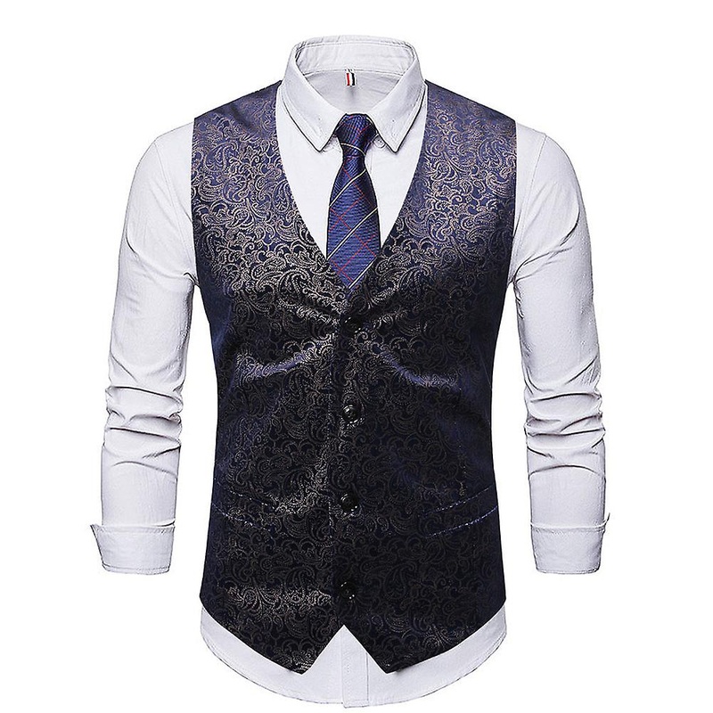 Cloudstyle Men's Casual Single Breasted Luxury Bronzing Suit Vest