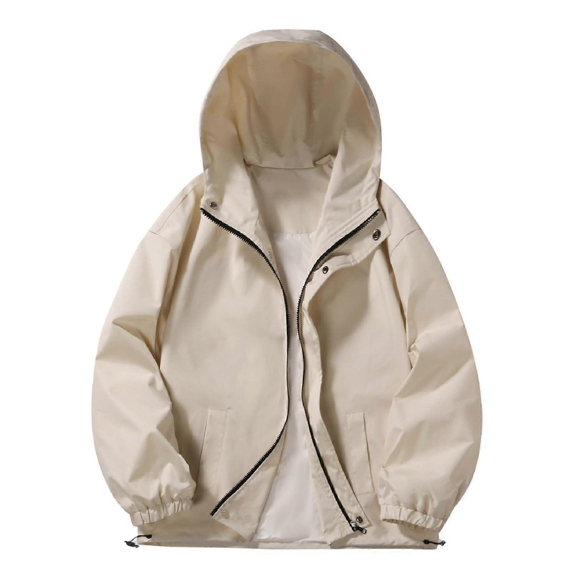 Men's Summer Fleece Pullover Leisure Jacket 4XL White Foldable Raincoat