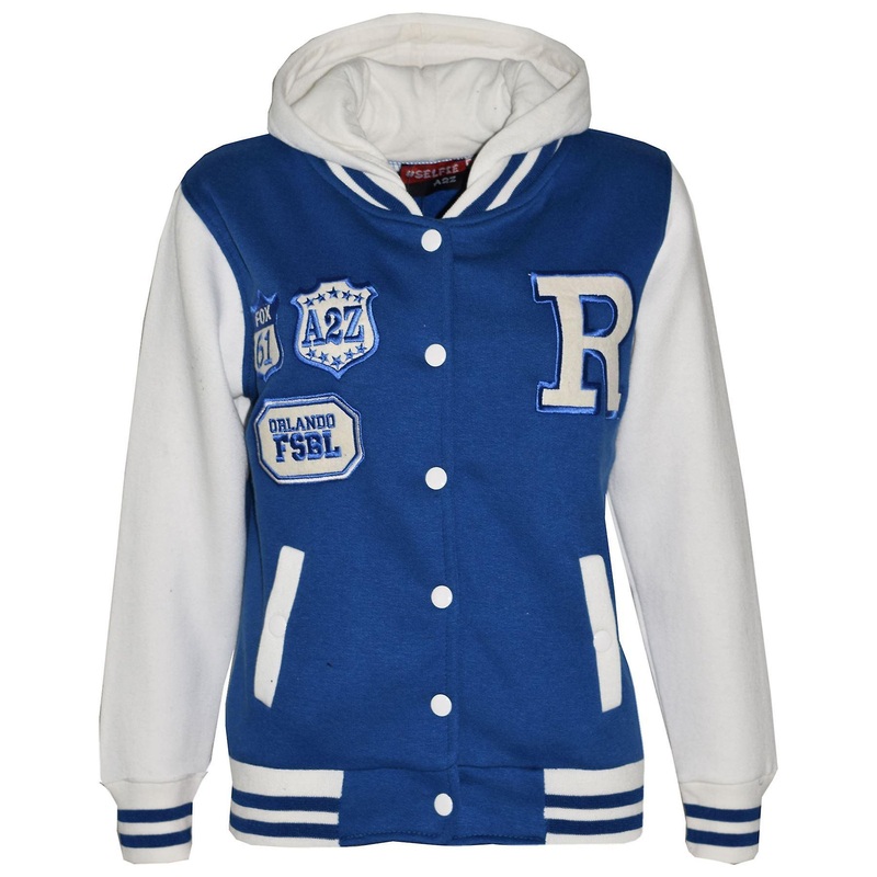 Unisex Baseball Royal Blue Contrast Color Jackets