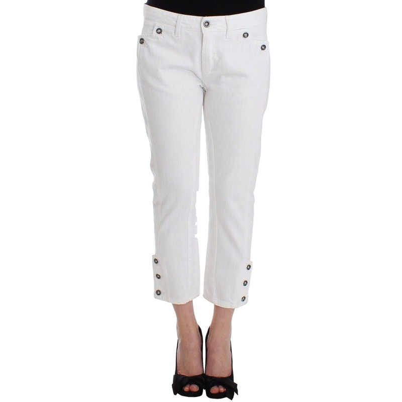 White Cropped Jeans Denim Pants Branded Capri
