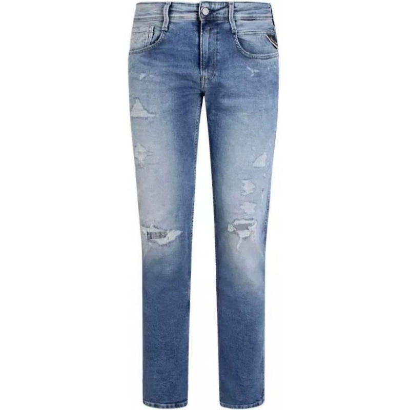 Men's Replay Anbass Stretch Light Wash Ripped Slim Fit Jeans