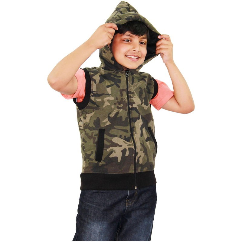 Kids Unisex Plain Fleece Hoodie Sleeveless Gilet