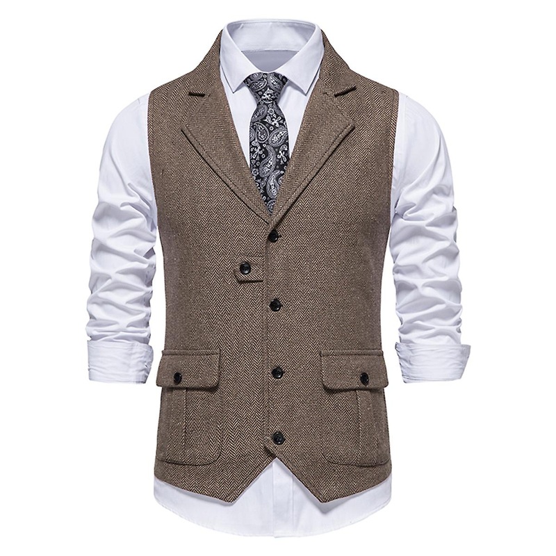 Cloudstyle Men's Solid Color Polyester Lapel Suit Vest