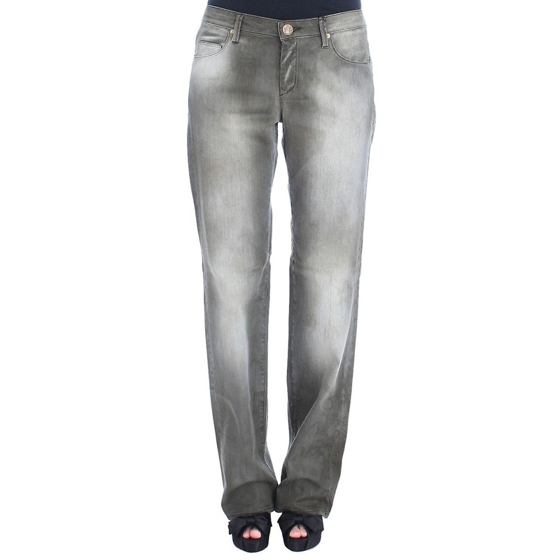 Gray Cotton Blend Loose Fit Boyfriend Jeans