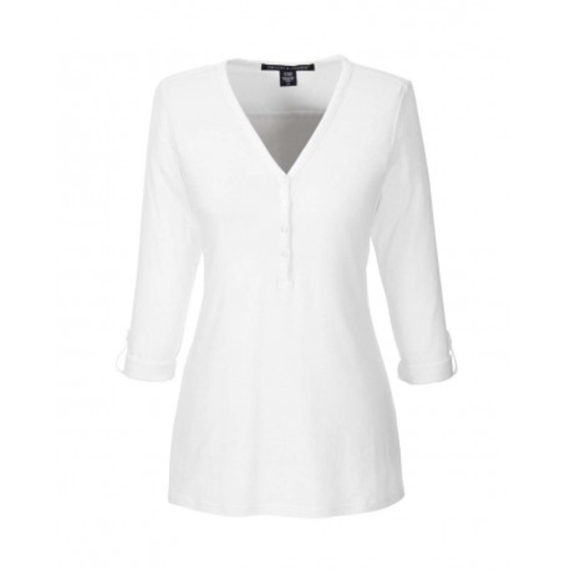 Devon & Jones DP186W Women's Perfect Fit Y-Placket Convertible Sleeve Knit Top | Devon & Jones DP186W