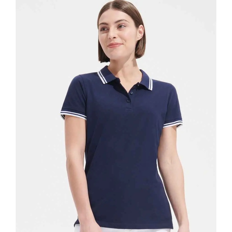 SOL'S Ladies Pasadena Tipped Cotton Piqu Polo Shirt Red/White 2XL