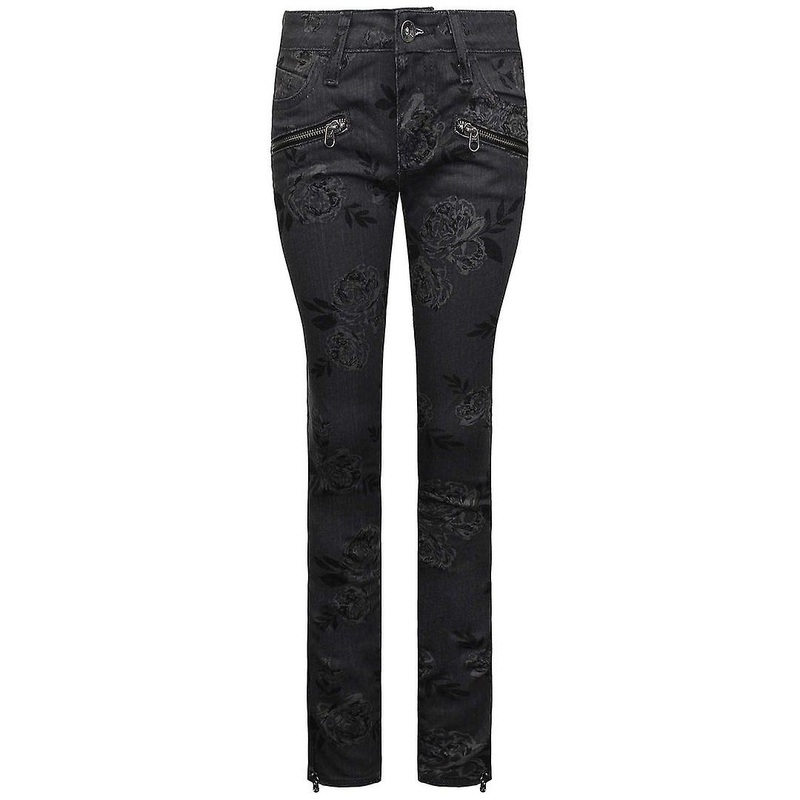 Vans Off The Wall Low Waist Dark Green Womens Printed Flowers Skinny Jeans
