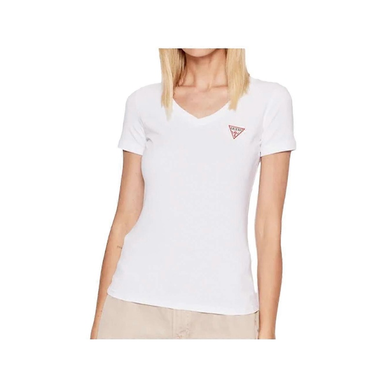Women's Guess Classic Triangle Logo T-shirt White
