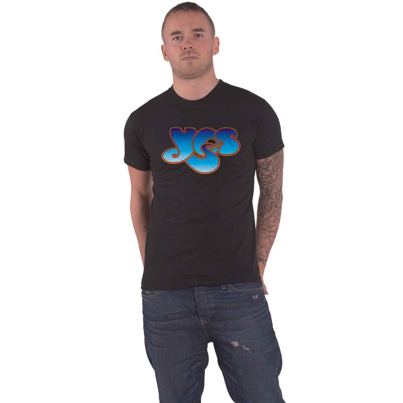 Yes T Shirt Classic Blue Band Logo new Official Mens Black
