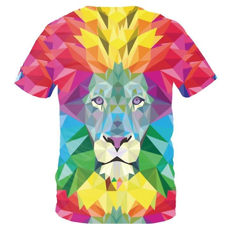 2022 New Outlet  Men And Women Animal Geometric Lion 3d Digital Printing Short-sleeved T-shirt