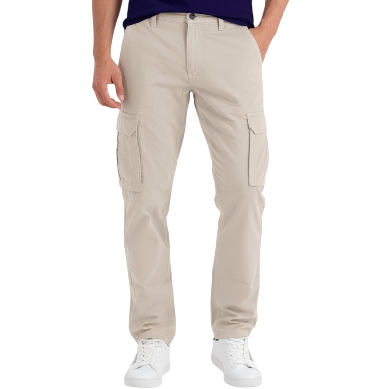 Mens Cargo Combat Pants Work Trousers Regular Straight Fit Cotton Outwear Bottom