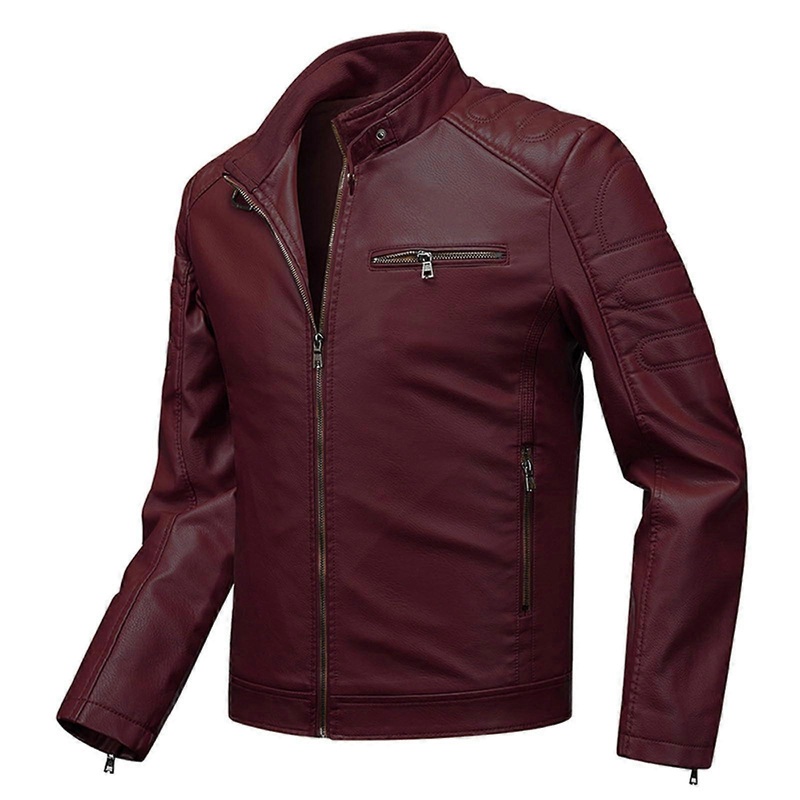 Men's Motorcycle Leather Jacket with Protectors, Quilted Vest, Lightweight Rain Jacket, Waterproof Rain Poncho, XXXL